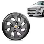 Calota Chevrolet GM Onix 2013 14 15 16 Aro 14 Grafite Fosca Emblema Prata