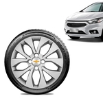 Calota Chevrolet GM Prisma 2017 18 19 Aro 15 Prata Emblema Prata