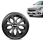 Calota Chevrolet GM Onix 2017 18 19 Aro 14 Preta Brilhante Emblema Preto