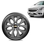 Calota Chevrolet GM Prisma 2017 18 19 Aro 15 Grafite Fosca Emblema Preto