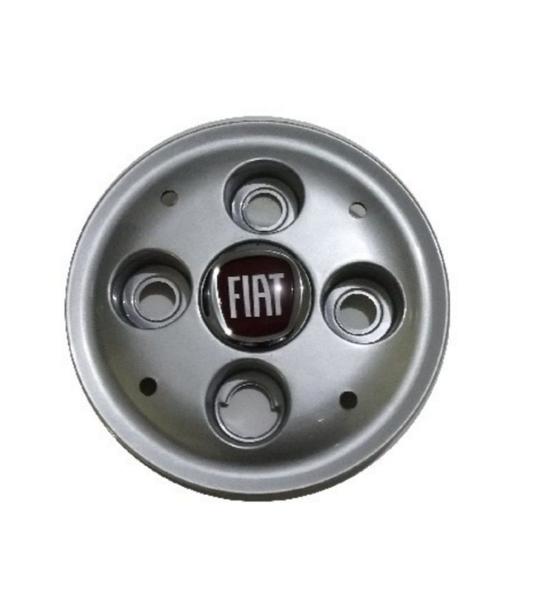 Calota de Roda Modelo Lunar Fiat Prata Emblema Vermelho - Mp