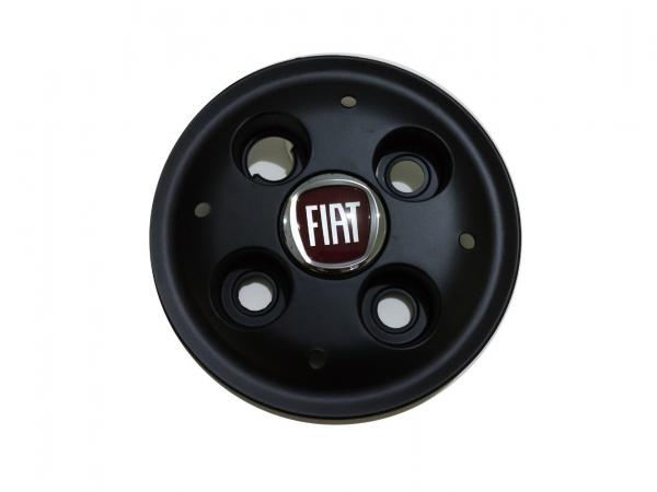 Calota de Roda Modelo Lunar Fiat Preto Emblema Vermelho - Mp