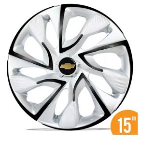 Calota Esportiva 15 Ds4 Branca Preta Onix Montana Meriva