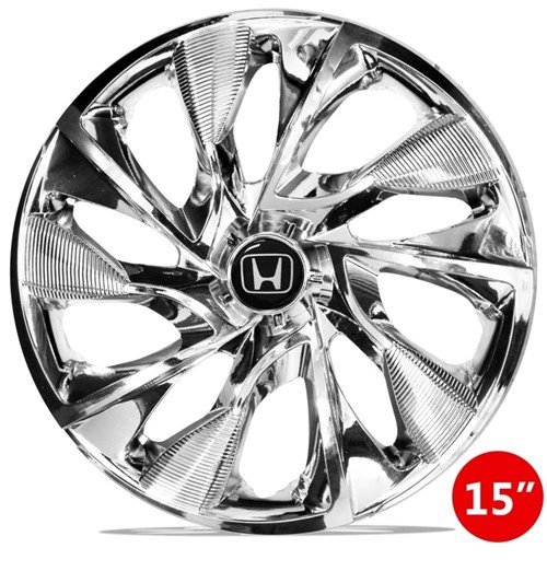 Calota Esportiva 15 Ds4 Cromada Emblema Honda para Fit Civic