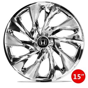 Calota Esportiva 15 Ds4 Cromada Emblema Honda para Fit Civic