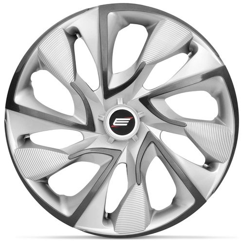 Calota Esportiva DS4 Aro 14 Prata com Grafite Encaixe Universal