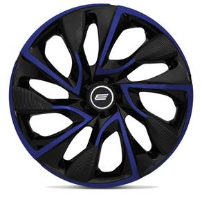 Calota Esportiva Ds4 Black Blue Aro 13 Universal Encaixe Preta Azul - 4 Peças