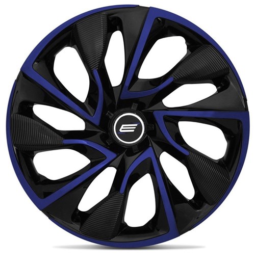 Calota Esportiva Ds4 Black Blue Aro 13 Universal Encaixe Preta Azul - 4 Peças