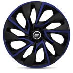 Calota Esportiva Ds4 Black Blue Aro 13 Universal Encaixe Preta Azul - 4 Peças