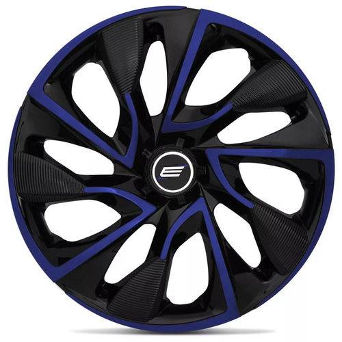 Calota Esportiva Ds4 Black Blue Aro 13 Universal Encaixe Preto e Azul