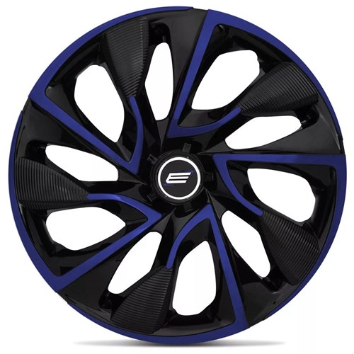 Calota Esportiva Ds4 Black Blue Aro 13 Universal Encaixe Preto e Azul