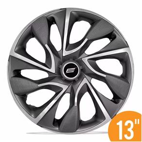 Calota Esportiva Ds4 Sport Cup Aro 13 Universal Encaixe Grafite e Prata - 4 Peças