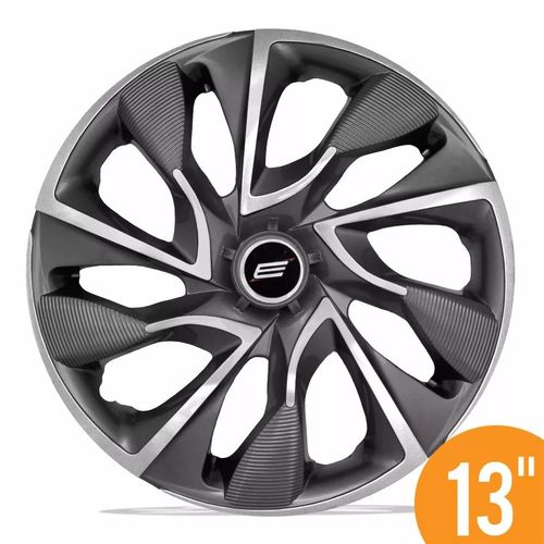 Calota Esportiva Ds4 Sport Cup Aro 13 Universal Encaixe Grafite e Prata - 4 Peças