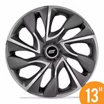 Calota Esportiva Ds4 Sport Cup Aro 13 Universal Encaixe Grafite E Prata - 4 Peças