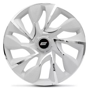 Calota Esportiva DS4 White Chrome Aro 13 Universal Encaixe Branco e Cromado