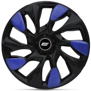 Calota Esportiva DS5 Black Blue Aro 13 Encaixe Preta Azul Universal Jogo Completo