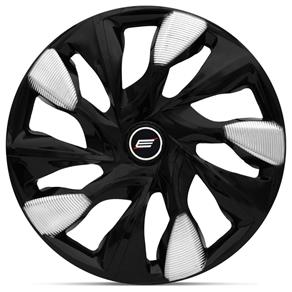 Calota Esportiva DS5 Black Silver Aro 13 Encaixe Preta e Prata Universal Jogo Completo