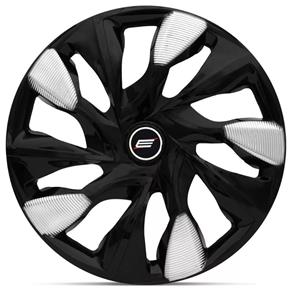 Calota Esportiva DS5 Black Silver Aro 13 Universal Encaixe Preto e Prata