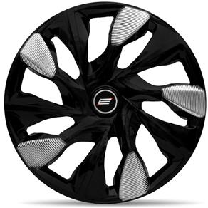 Calota Esportiva DS5 Black Silver Aro 15 Universal Encaixe Preta Prata Unitário