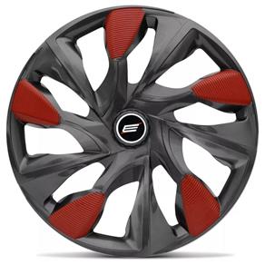 Calota Esportiva DS5 Graphite Red Aro 13 Universal Encaixe Grafite e Vermelho