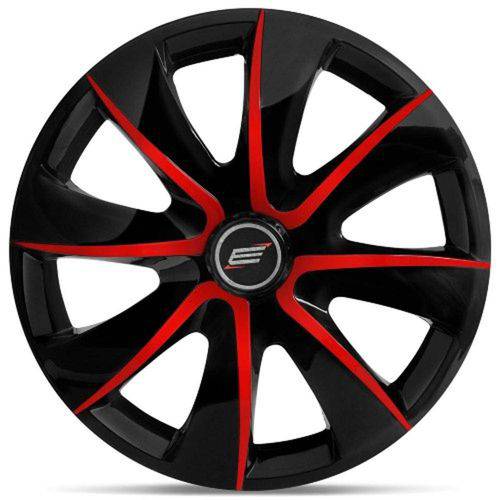 Calota Esportiva Tuning Universal Prime Aro 13 Preto com Vermelho