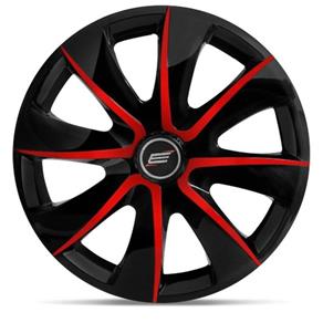 Calota Esportiva Universal Prime Aro 13 Preto com Vermelho - 4 Peças