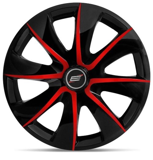 Calota Esportiva Universal Prime Aro 13 Preto com Vermelho - 4 Peças