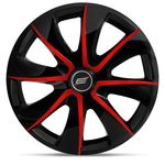 Calota Esportiva Universal Prime Aro 13 Preto Com Vermelho - 4 Peças