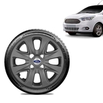 Calota Ford Ka + 2015 16 17 18 Aro 14 Grafite Fosca Emblema Prata