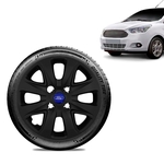 Calota Ford Ka + 2015 16 17 18 Aro 14 Preta Fosca Emblema Azul