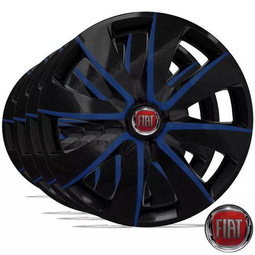 Calota Jogo Aro 13 Esport Black Blue Fiat Uno Palio Siena