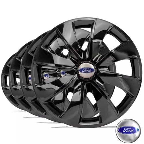 Calota Jogo Aro 13 Esportiva Black Ford Ka - 4Pcs