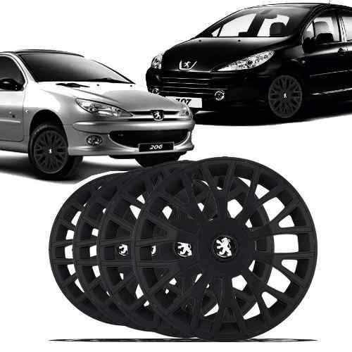 Calota Jogo Aro 14 Peugeot 206 207 307 - Preto Fosco Lc323