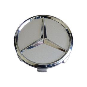 Calota para Centro de Roda Mercedes 74mm para Classe A/ B/ C/ E/ S - 1 Unidade Prata