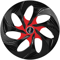 Calotas Aro 14 Evolution 4 Peças ABS Preto Fosco/Vermelho - Elitte