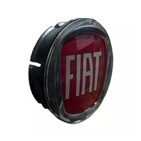 Calotinha Centro de Roda Fiat Punto 49mm Logo Cromo Vermelho