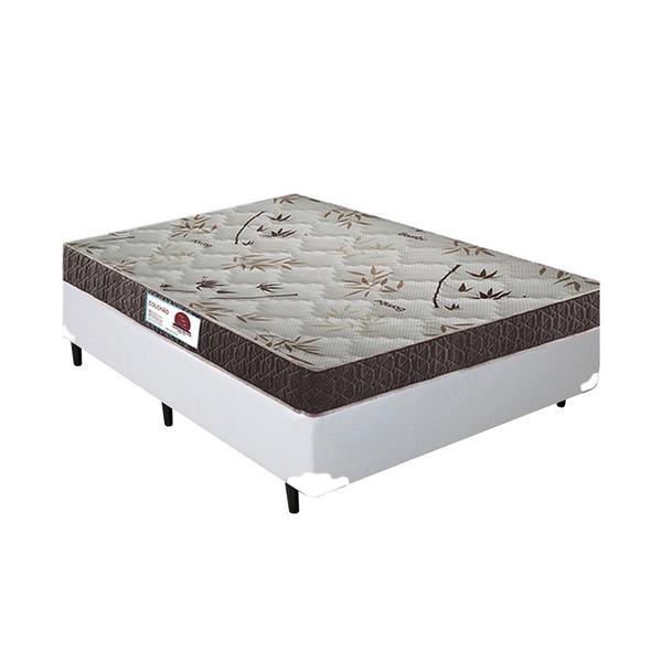 Cama Box Casal Branco + Colchão Espuma D45 Serra Negra