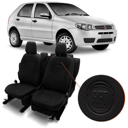 Capa de Banco de Couro Ecológico Fiat Palio 2004 a 2012 Automotiva Preto Jogo 10 Peças