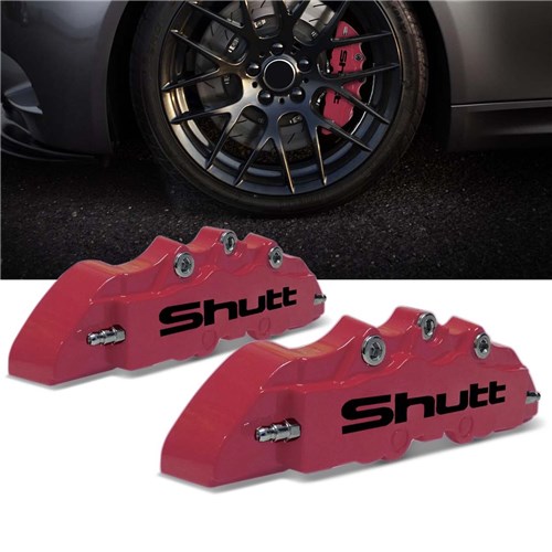 Capa Pinça de Freio Shutt Tuning Universal Rosa Fluorescente 2 Peças Aro 14 em Diante Similar Brembo