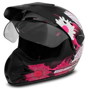 Capacete Fechado EBF Super Motard Fada Preto com Rosa e Pink Tamanho 58