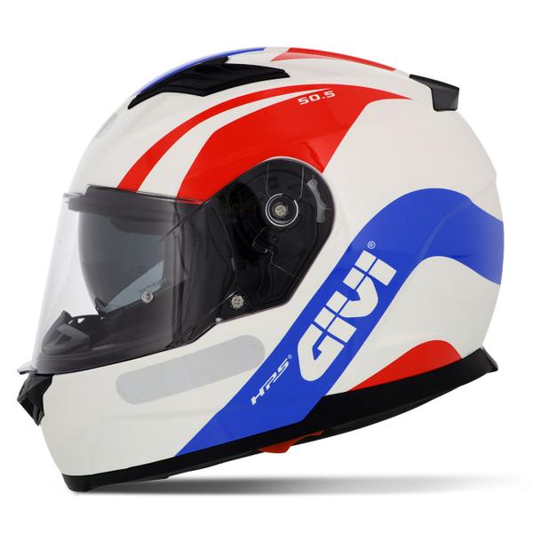 Capacete Fechado Givi 50.5 com Viseira Solar Branco e Azul