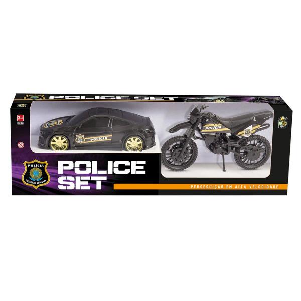 Carro com Moto Polici Set 306 Bs Toys Preto