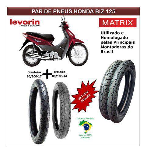 Combo Pneus Honda Biz 125 Todas Dianteiro + Traseiro Matrix - Levorin