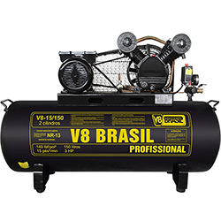 Compressor de Ar 150L 3 HP 220V 60Hz Monofásico V8 Brasil