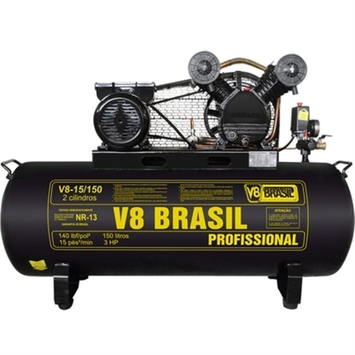 Compressor de Ar 150l 3 Hp 220v 60hz Monofásico V8 Brasil