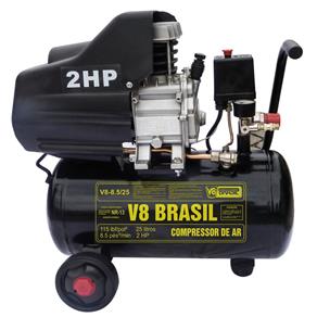 Compressor de Ar 8,2/25L 2HP Monofásico - V8 Brasil