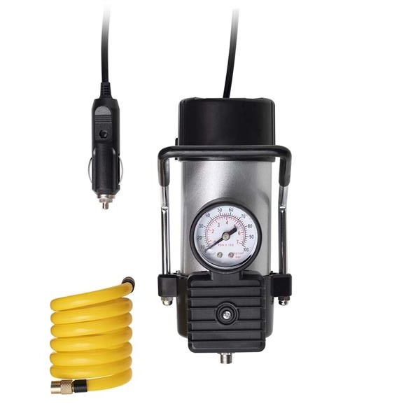 Compressor de Ar Automotivo 12V Vazao 20L/min Pressao de 100Psi com 3 Bicos Preto Multilaser - AU616