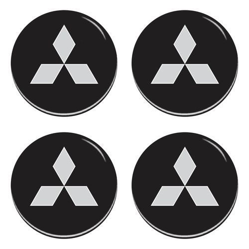 Emblema Adesivo Centro Calota Mitsubishi Branco Alto Relevo
