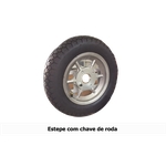 Estepe para carretinha de moto Flexmoto, com pneu rodoviário, com roda de liga leve aro 10 e chave de roda L17. Cód. 2019