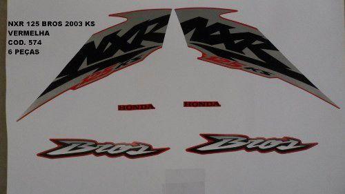 Faixa Nxr 125 Bros Ks 03 - Moto Cor Vermelha - Kit 574 - Jotaesse